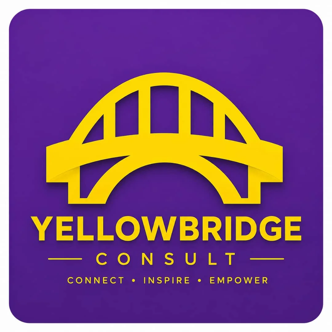 Diverse team collaborating in a modern office meeting space at Yellowbridge Consult